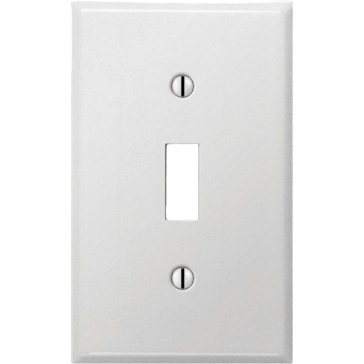 Single toggle switch wall plate in stamped steel finish for electrical outlet and wall plate collections under $50