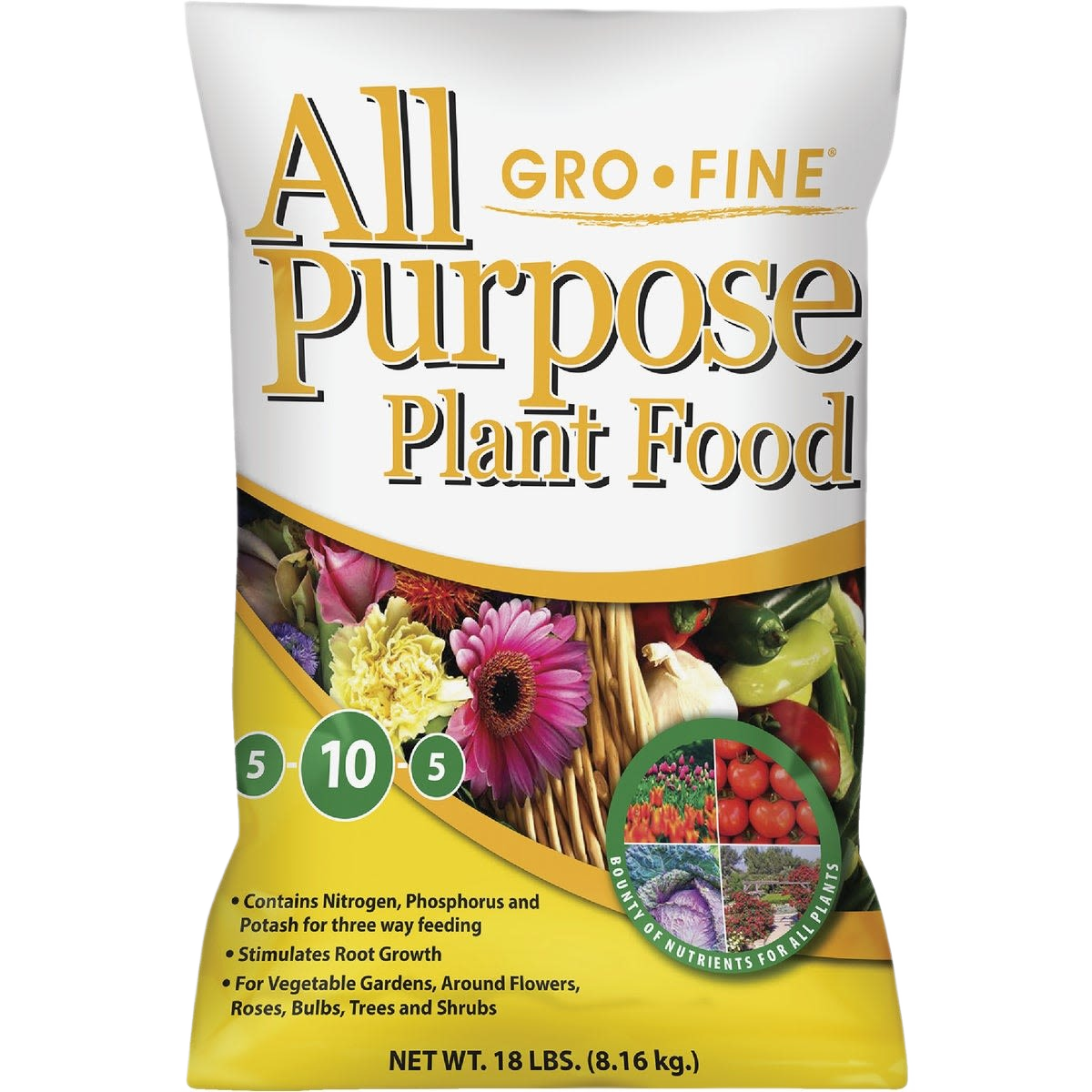 Gro-Fine all purpose plant food bag with balanced nutrients for gardens, flowers, vegetables, and shrubs in plant care collections