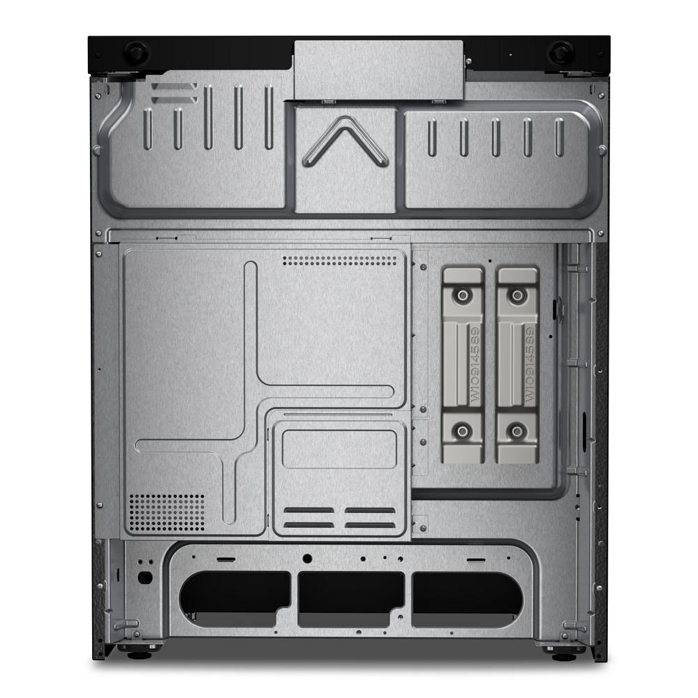 Rear view of a 30-inch electric smart range showcasing metal paneling and ventilation components from Appliances collection
