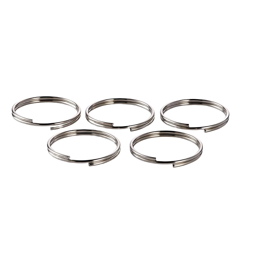 Set of five durable 2-inch metal split rings for hardware and home improvement tool safety accessories collections