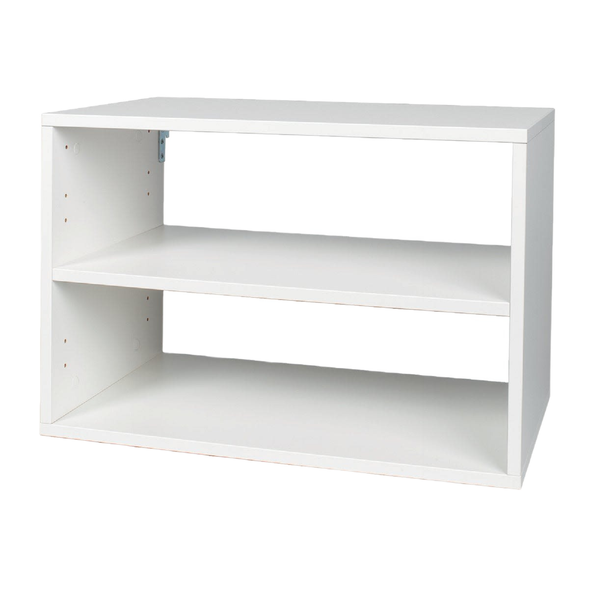 White storage box with one shelf for customizable organization in kitchen, countertop, or dorm spaces