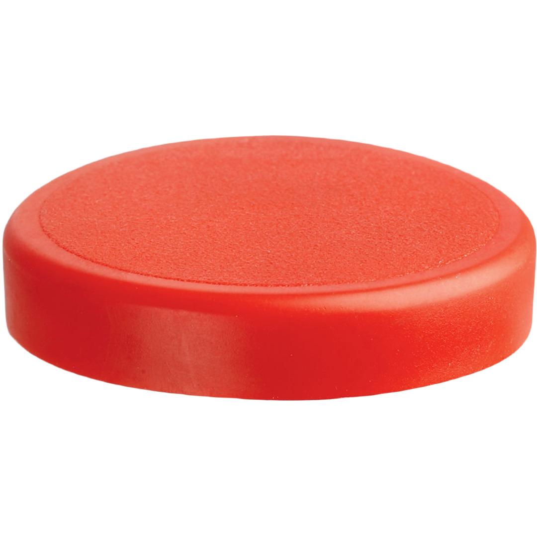 Round red replacement clamp pad for tools, designed for protection and improved grip in home improvement projects
