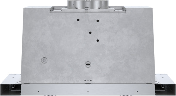 Stainless steel pull-out range hood body with ventilation ducts for Over the Range Hoods and kitchen appliances.