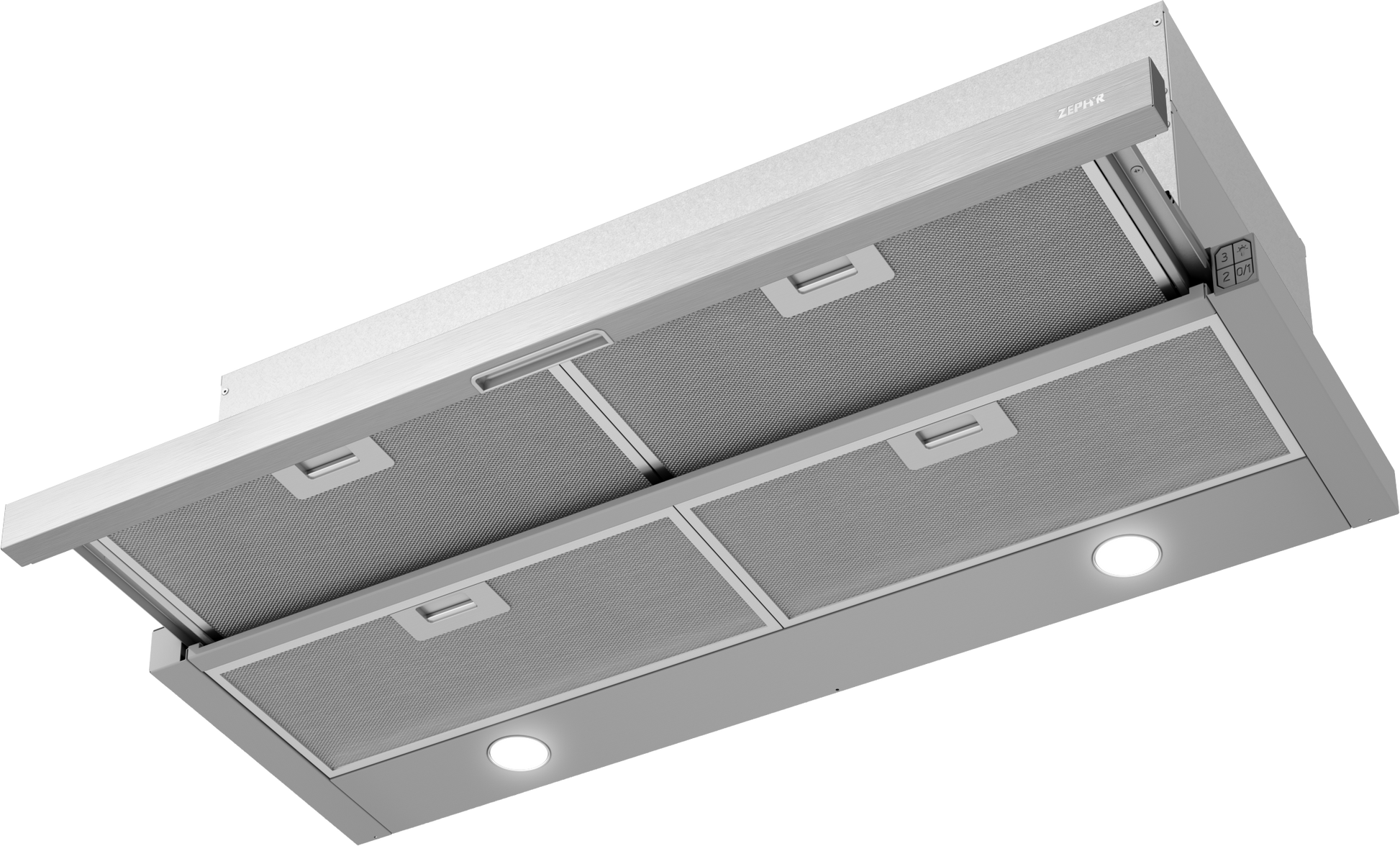 Under cabinet stainless steel range hood with retractable visor, LED lights, and efficient ventilation for kitchen appliances collection