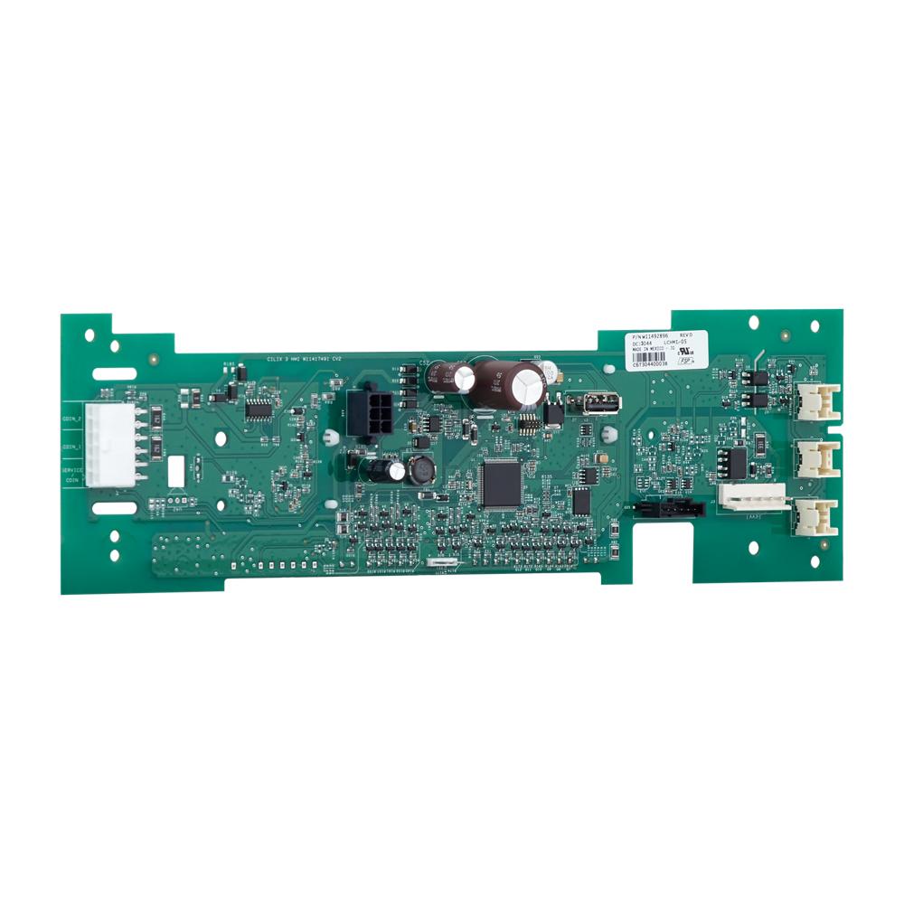 Green printed circuit board with electronic components for dryers in home appliances and washers & dryers collections