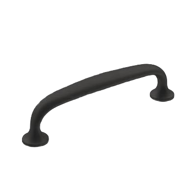 Matte black 3-inch center-to-center cabinet pull with simple curved design for hardware and furniture accessories collections
