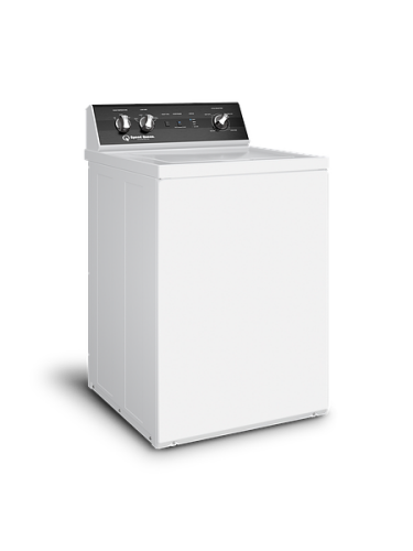 White top load washer with durable construction and simple control dials for efficient laundry and home improvement use
