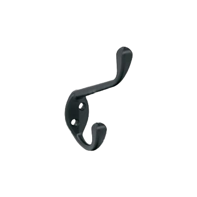 Matte black double prong wall hook for bathroom and storage organization in home improvement accessories under $50