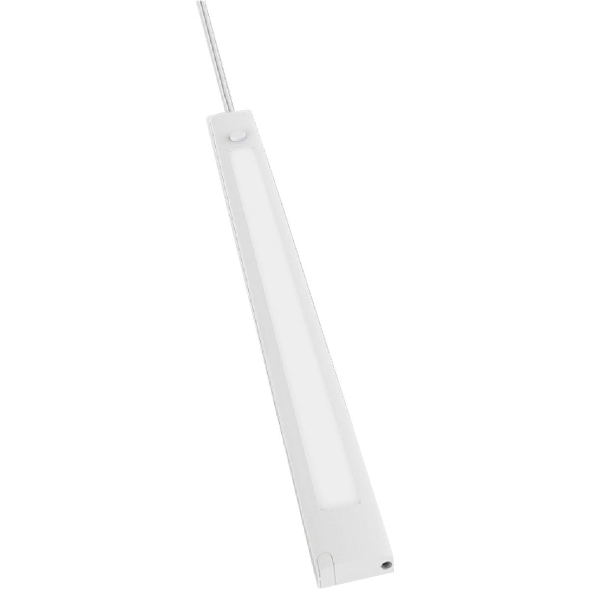 Slim white LED under cabinet light bar with plug-in cord for track and cabinet lighting solutions