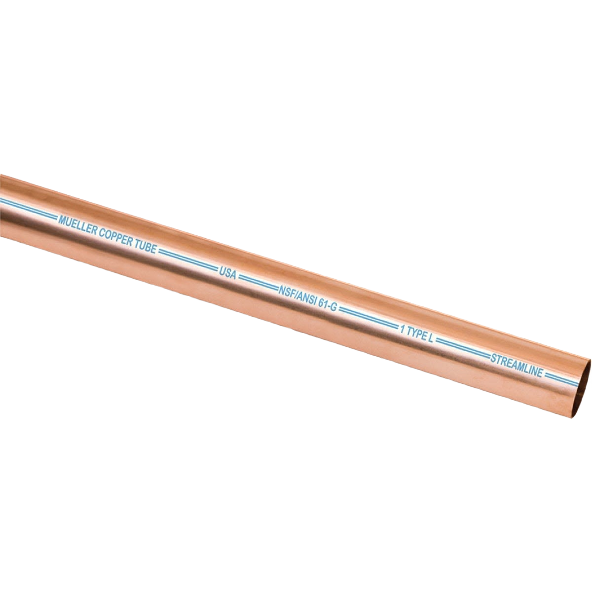 Copper Streamline Type L pipe with printed specifications, ideal for plumbing and home improvement projects.