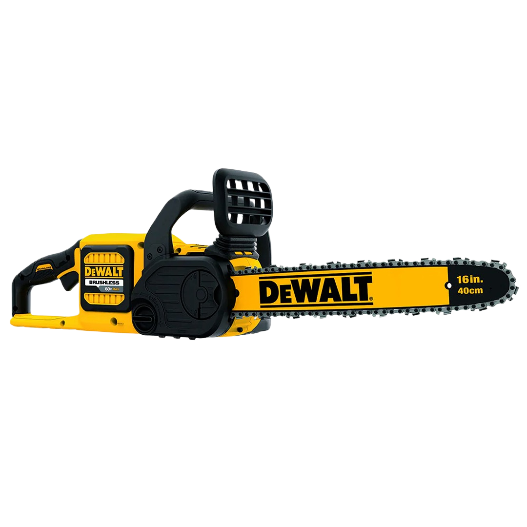 Yellow and black cordless chainsaw with a 16-inch bar designed for efficient cutting in home improvement tasks