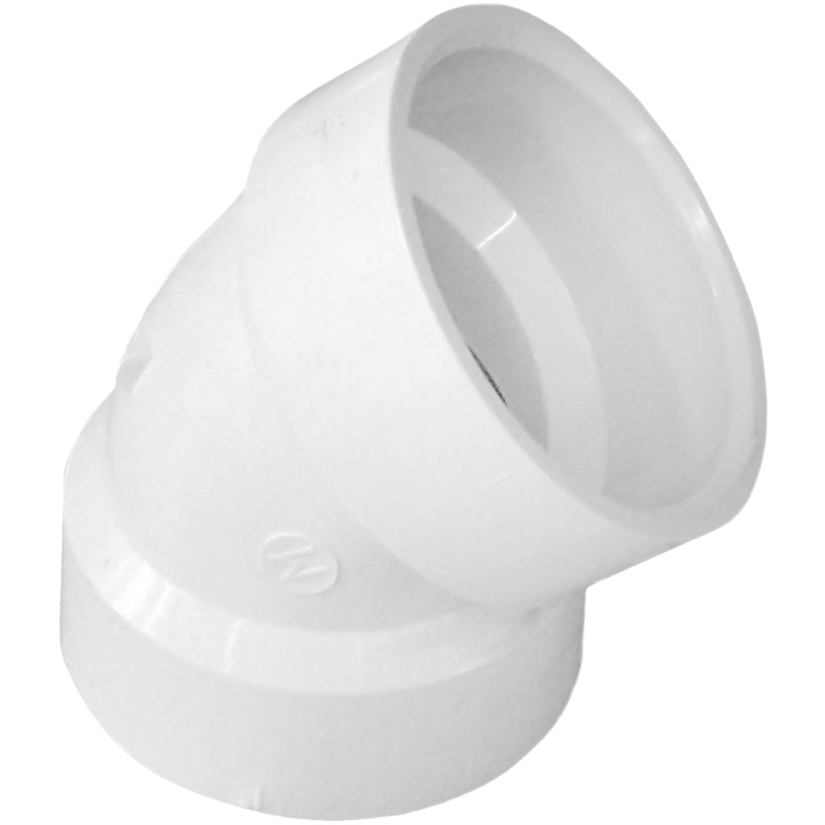 White 45-degree PVC short radius elbow fitting for plumbing and pipes under $50 in home improvement collections