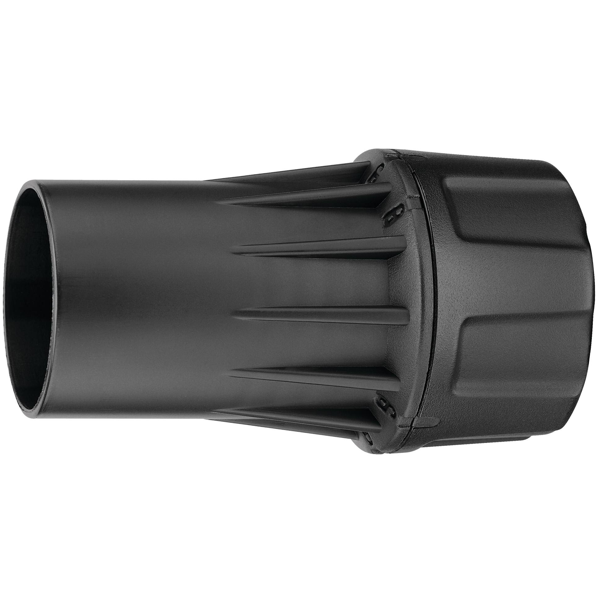 Black universal quick connector attachment designed for dust extractors in home improvement tools