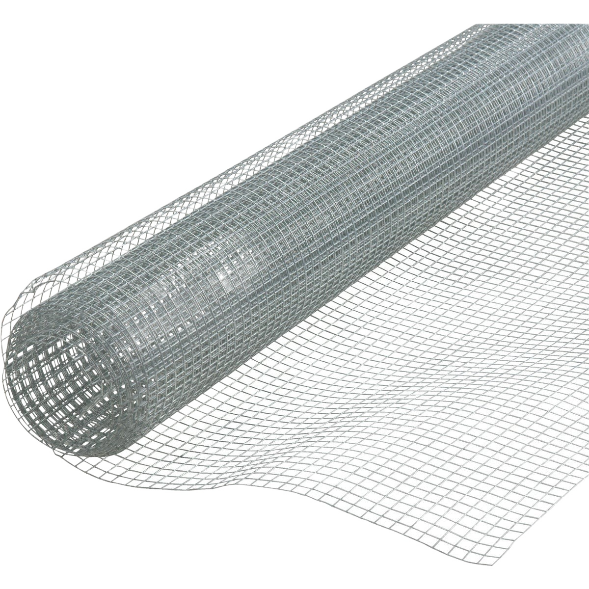 Roll of galvanized 23-gauge wire mesh hardware cloth with square grid pattern for home improvement use