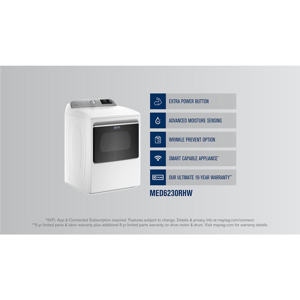White top load electric dryer with digital control panel highlighting extra power and moisture sensing features in dryers collection
