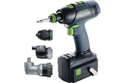 Festool cordless drill with brushless motor and FastFix attachments for woodworking and battery powered tools collection
