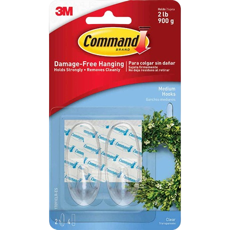 Clear medium adhesive hooks for damage-free hanging in home improvement and hardware collections under $50