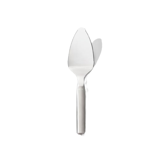 Stainless steel pie server with ergonomic handle designed for kitchen use and serving desserts efficiently