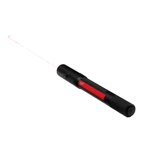 Black and red rechargeable penlight with bright red laser beam for precise tools and home improvement tasks