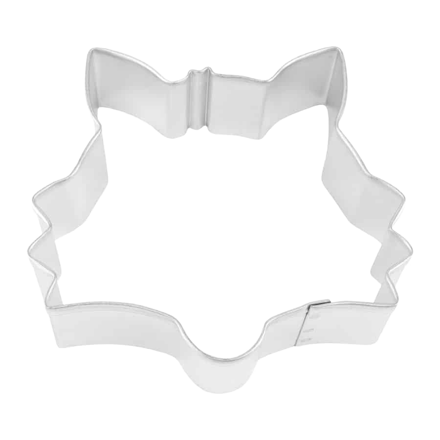 Tinplated steel cookie cutter shaped like a fox head for use in kitchenware and bakeware tools under $25.