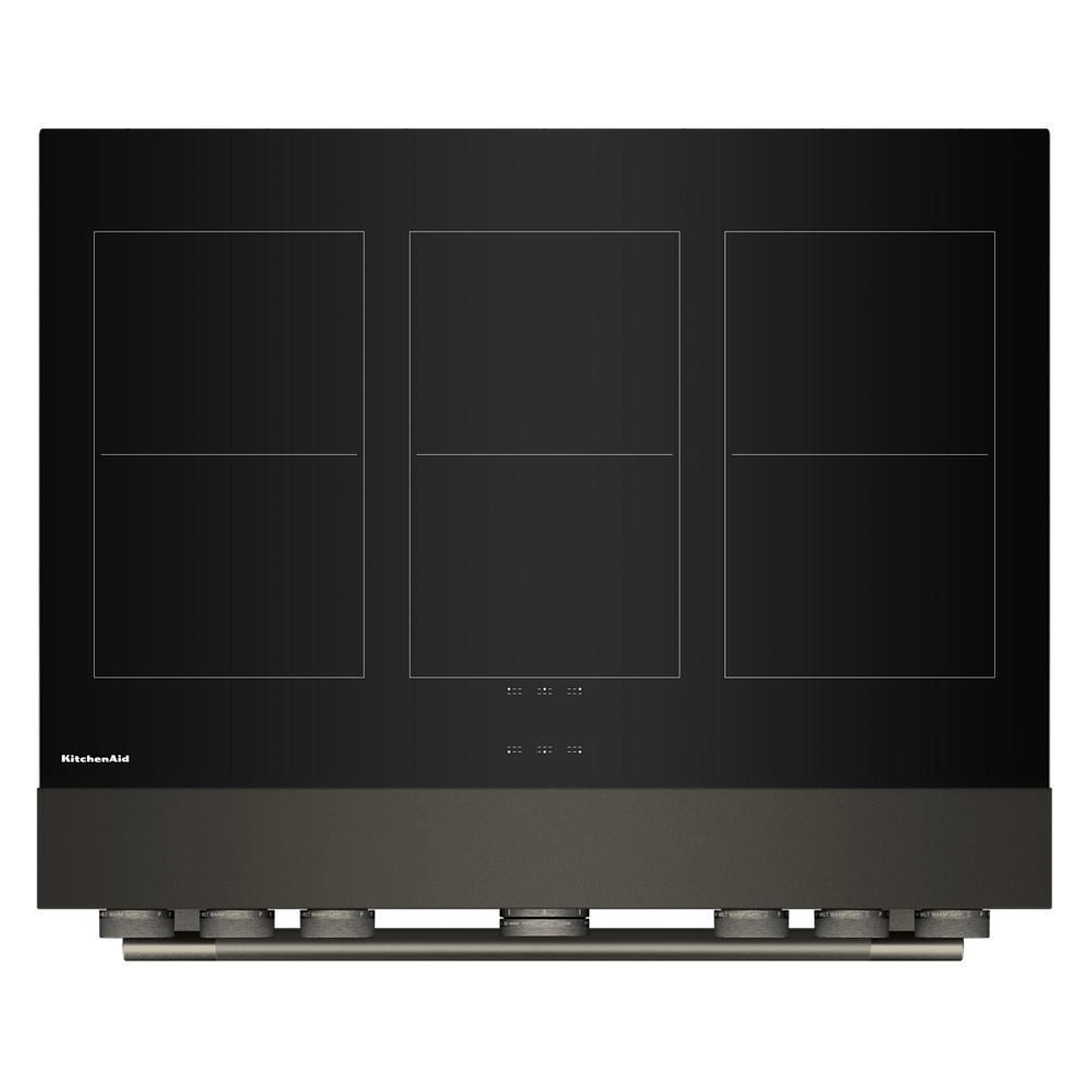 36-inch dark stainless steel induction cooktop with six elements and touch controls from KitchenAid appliances collection