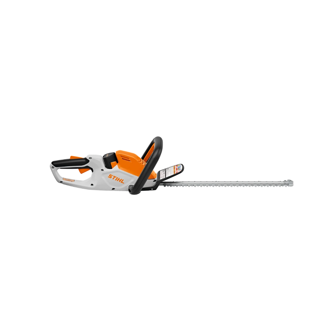 White and orange electric hedge trimmer with 18-inch dual-action blade for home improvement and landscaping tasks