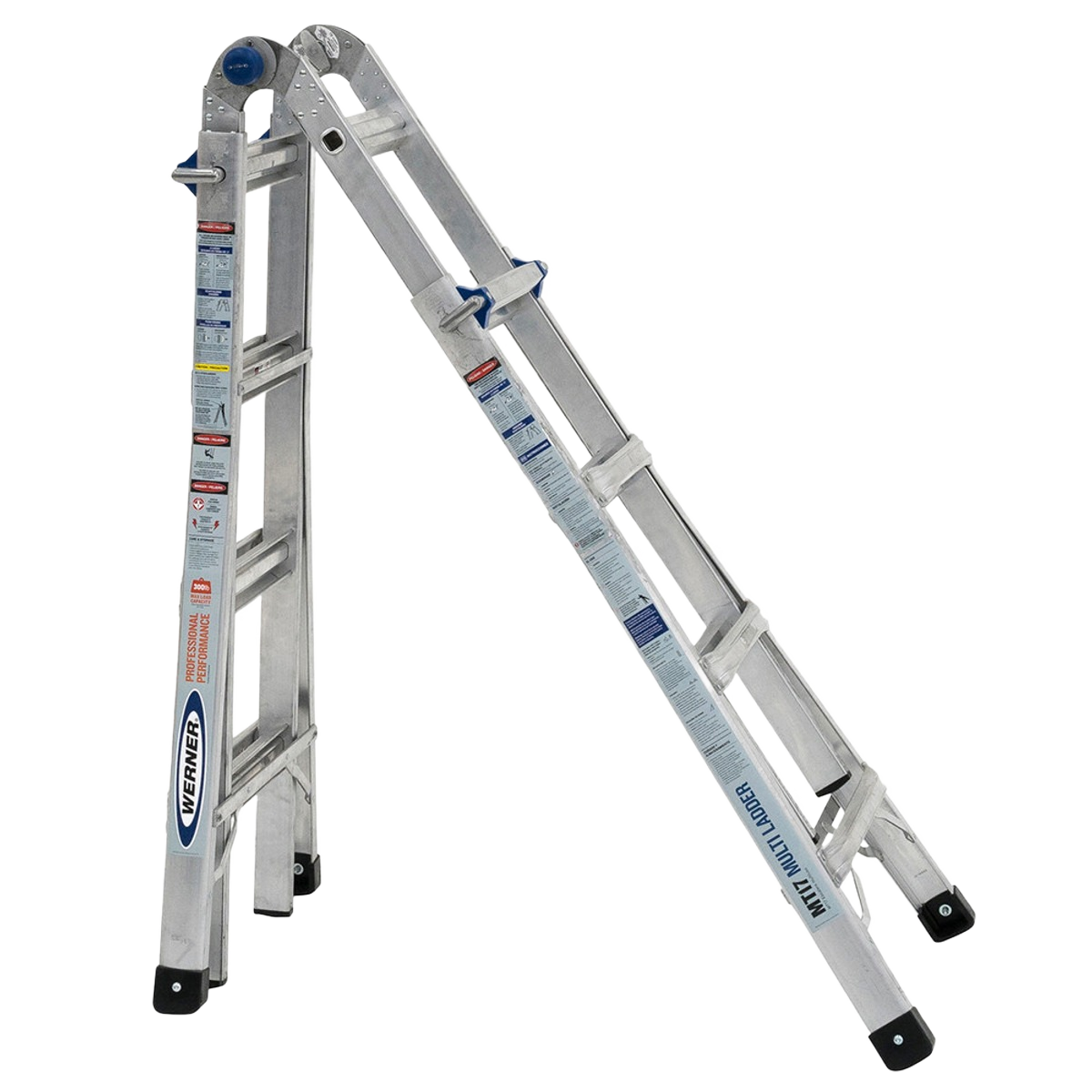 Werner Aluminum Multi-Position Telescoping Ladder with 300 lb. Load Capacity, 17 ft.