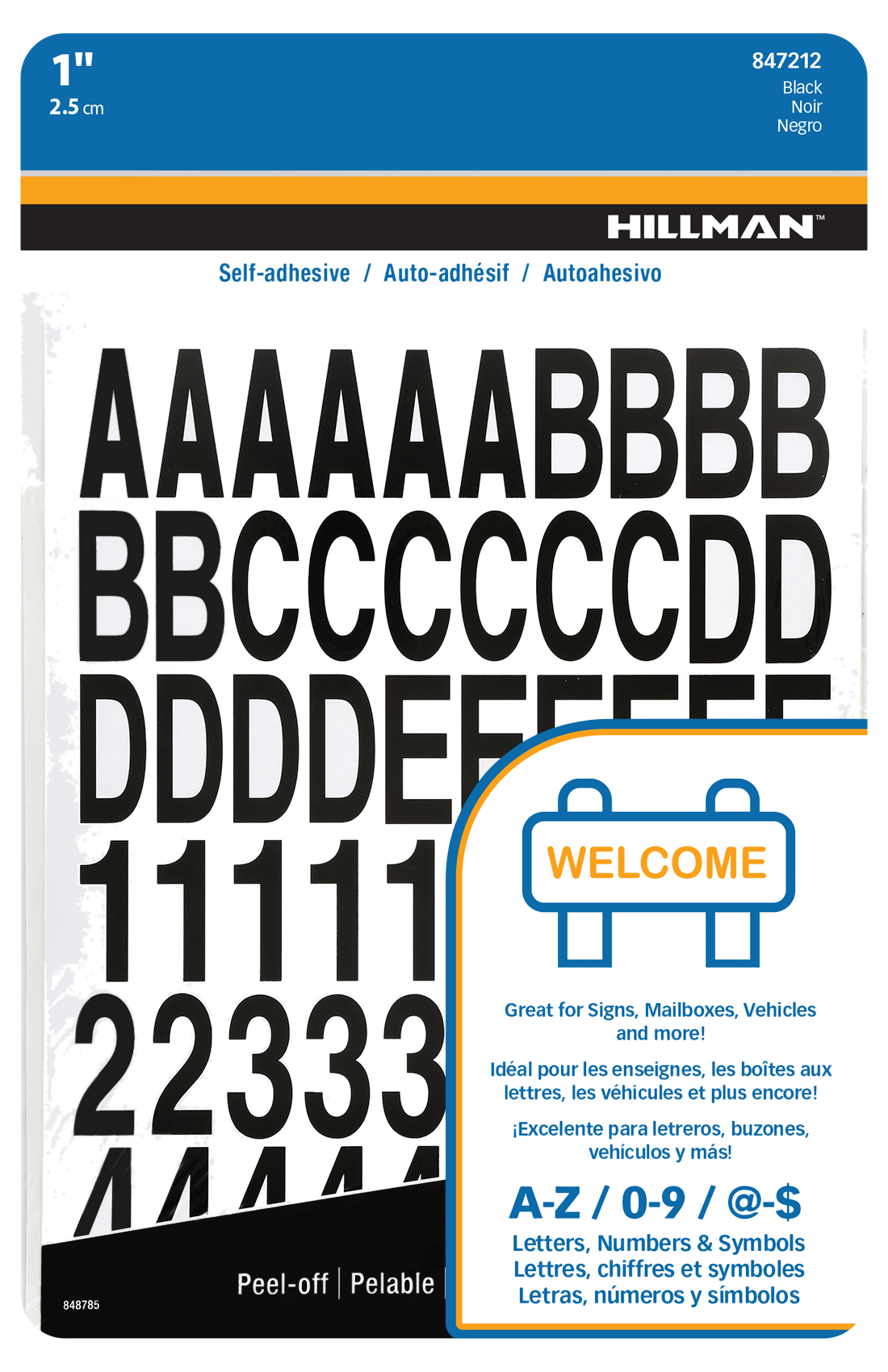 Hillman 1" Adhesive House Letter and Number Pack Black, 2-Pack