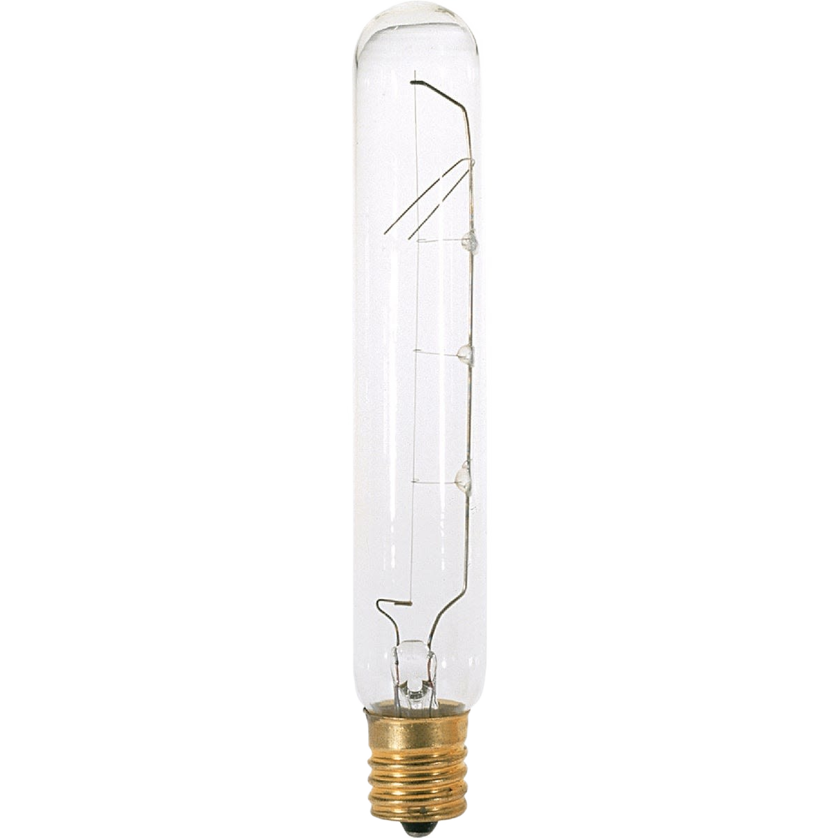 Clear tubular incandescent light bulb with intermediate screw base for lighting and electrical home improvement needs