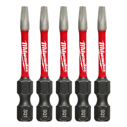 Set of five 2-inch SQ1 square impact bits with red shafts in power tool accessories under $50 collection