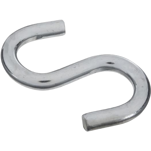 Heavy zinc-plated open S hook for hardware, fasteners, and home improvement tasks under $50 collections
