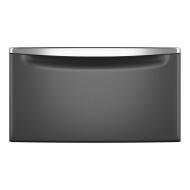 Black pedestal drawer designed for front load washer and dryer providing extra storage for laundry supplies
