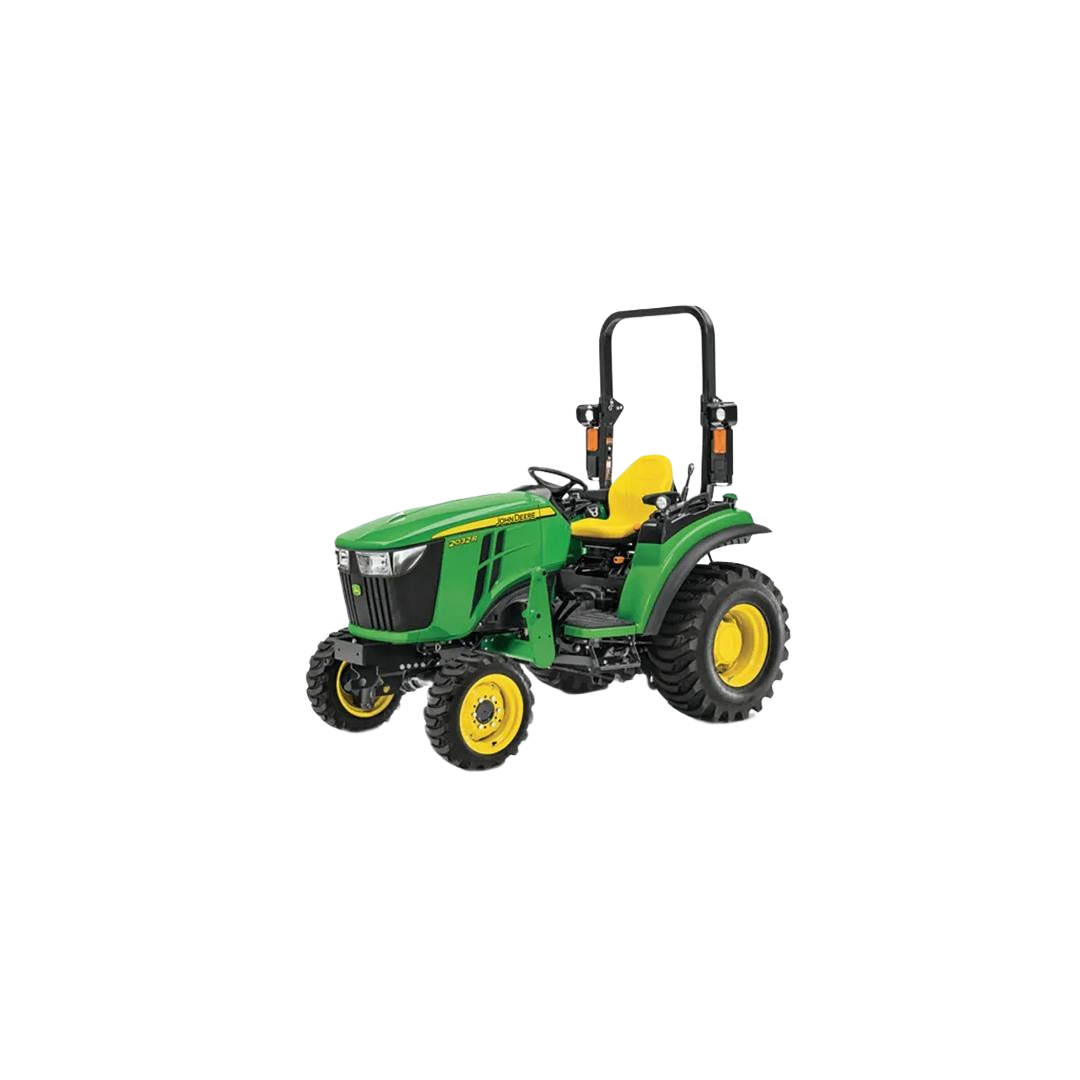Compact green utility tractor with yellow seat and large tires designed for tools and home improvement use