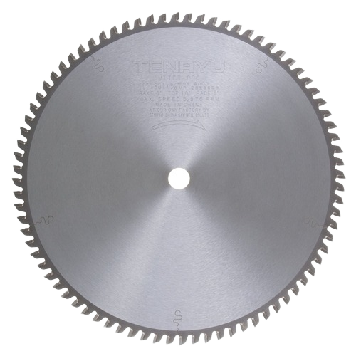Silver circular saw blade with evenly spaced cutting teeth for precision woodworking and home improvement tasks