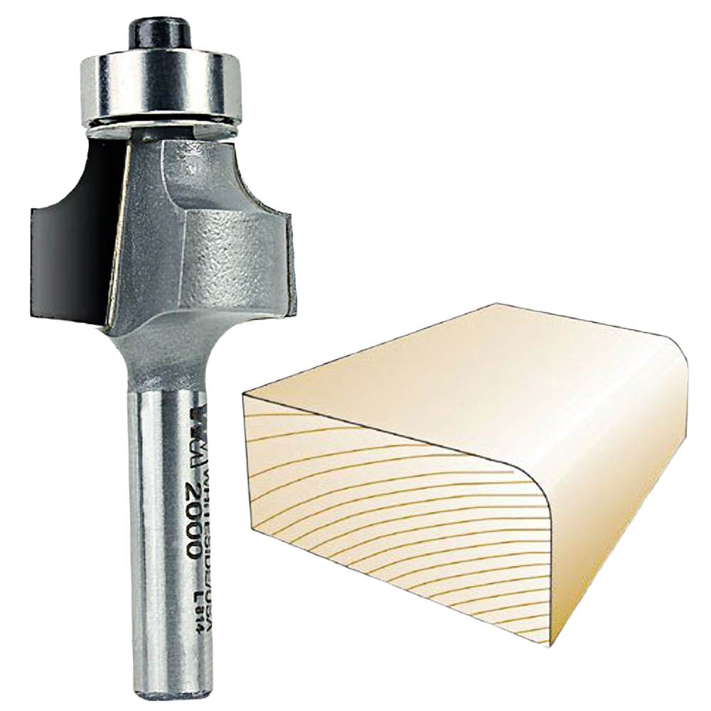 Router bit with bearing guide and 3/16-inch roundover edge for woodworking in tool accessories and drill bits collections
