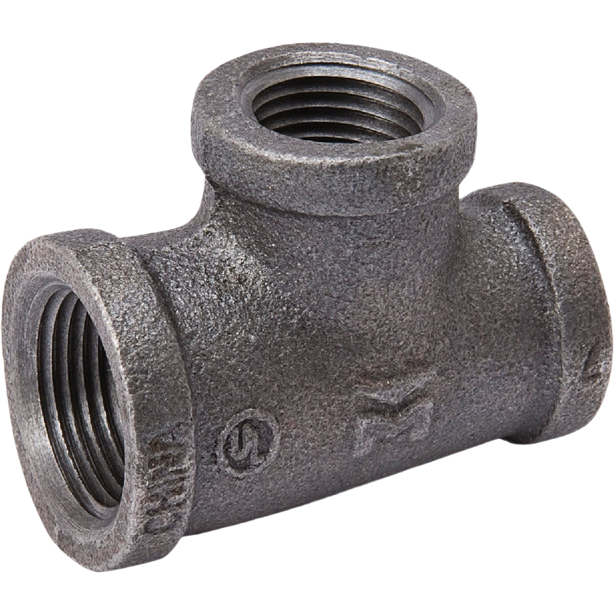 Black malleable iron reducing tee pipe fitting for plumbing and home improvement projects under $50