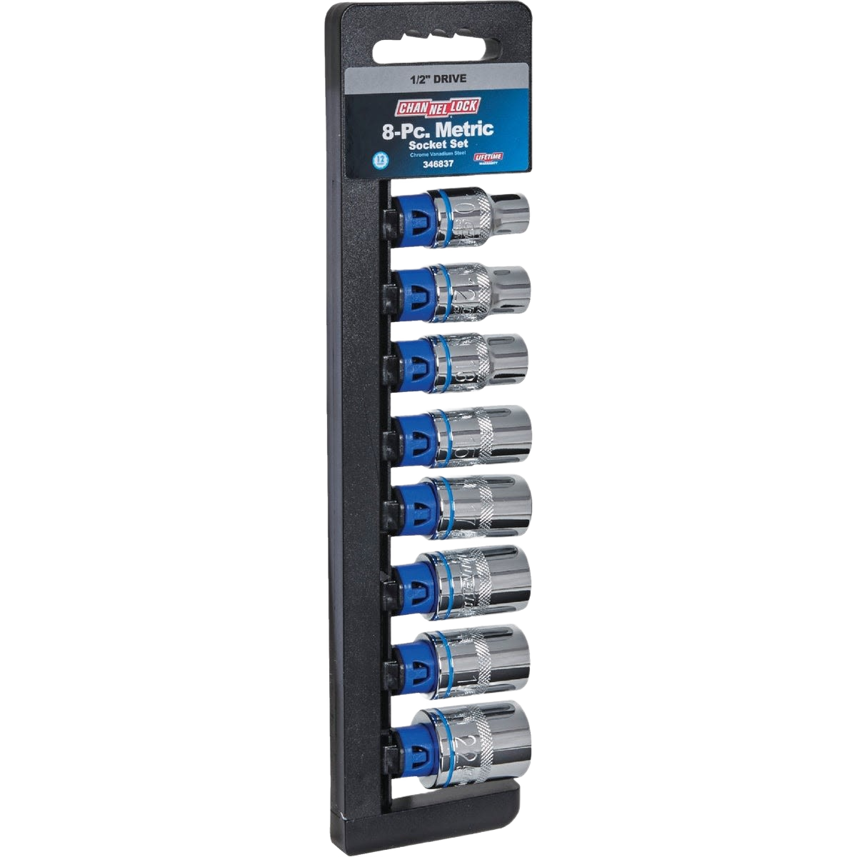 8-piece shallow metric socket set with 12-point design and color-coded bands in hand tools and sockets collection