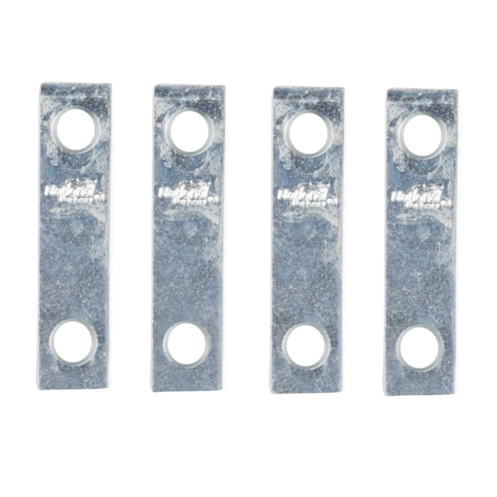 Set of four zinc steel mending braces with two holes for reinforcement in building hardware and lumber materials collections
