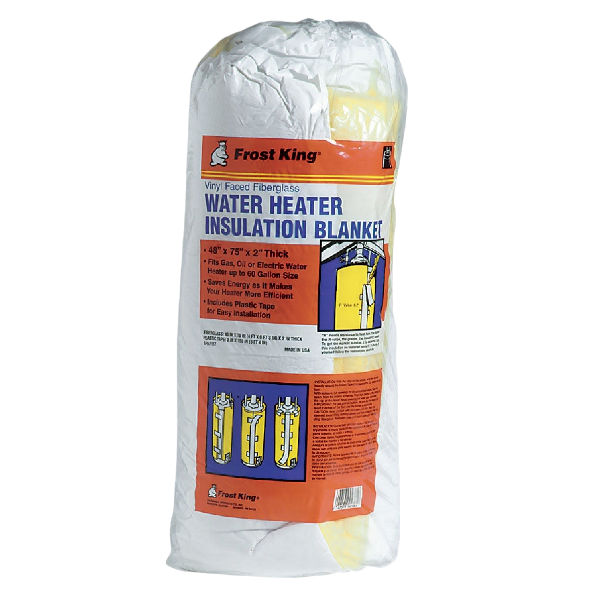 Vinyl-faced fiberglass insulation blanket for water heaters in pipe insulation and plumbing collections under $50
