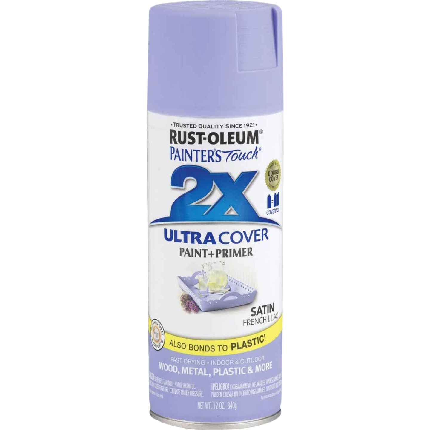 Rust-Oleum French Lilac satin spray paint and primer in 12 oz for home improvement and spray paint collections under $50