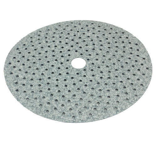 Circular abrasive sanding disc with multi-hole pattern for dust extraction in power tool accessories and home improvement collections