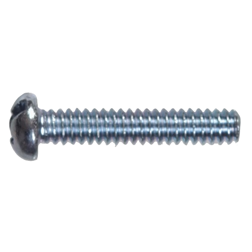 Round head machine screw with threaded metal shaft for fastening in hardware and home improvement projects