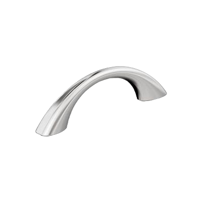 Polished chrome cabinet pull with smooth curved design for furniture and hardware home improvement projects