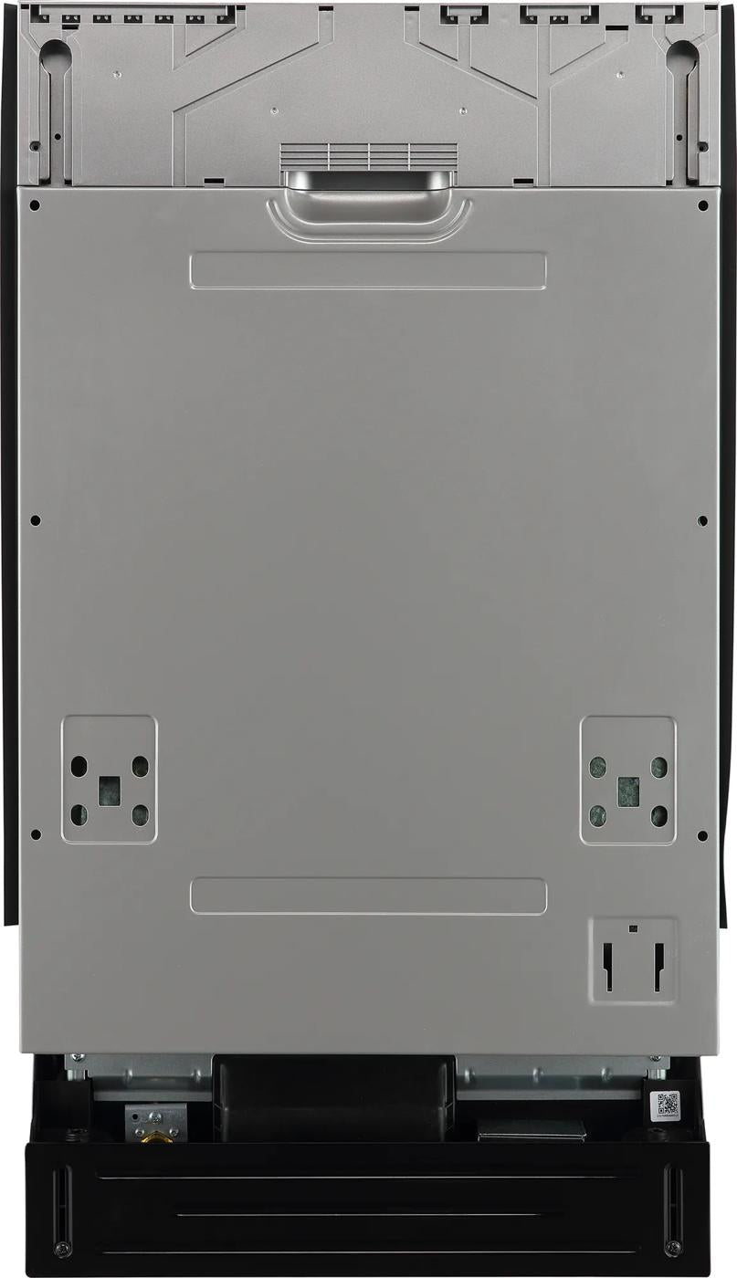 Rear view of compact panel-ready 18-inch dishwasher showcasing metal construction and built-in design, part of Dishwashers and Kitchen & Kitchenware collections.