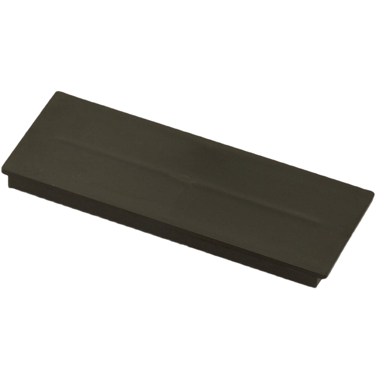 Rectangular black breaker filler plate designed for electrical panel coverage in home improvement projects