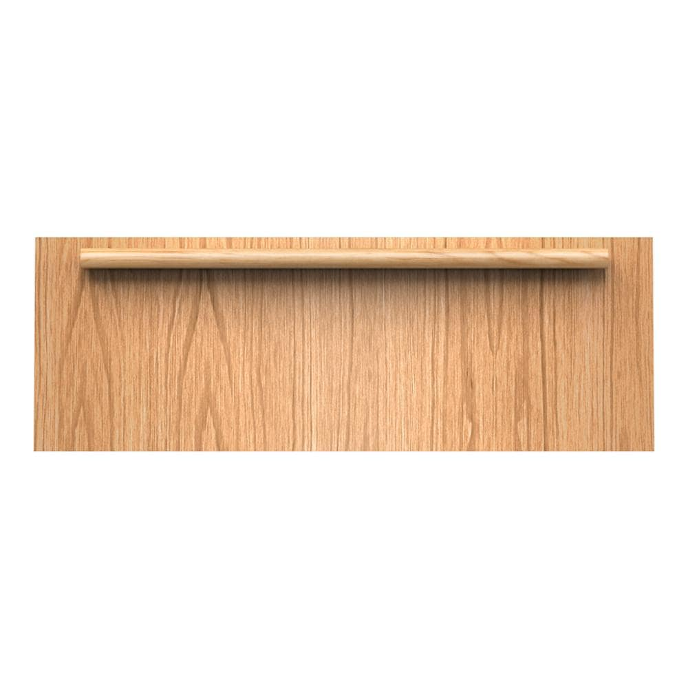 Close-up view of a wood panel designed for a 27-inch panel-ready warming drawer in KitchenAid appliances, part of Wall Ovens and Kitchen & Kitchenware collections for home improvement.