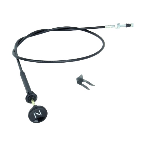 Black choke cable with knob and metal clip for John Deere machinery in Parts & Lubricants and John Deere Accessories collections