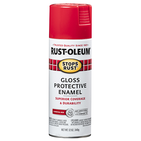 Red protective enamel spray paint can from Rust-Oleum Stops Rust in spray paint and home improvement tools collection
