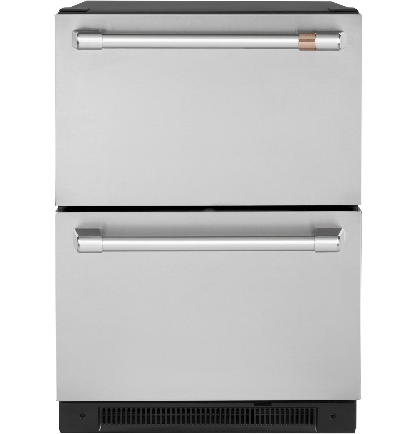 Built-in dual-drawer refrigerator in stainless steel with modern handles from kitchen appliances collection