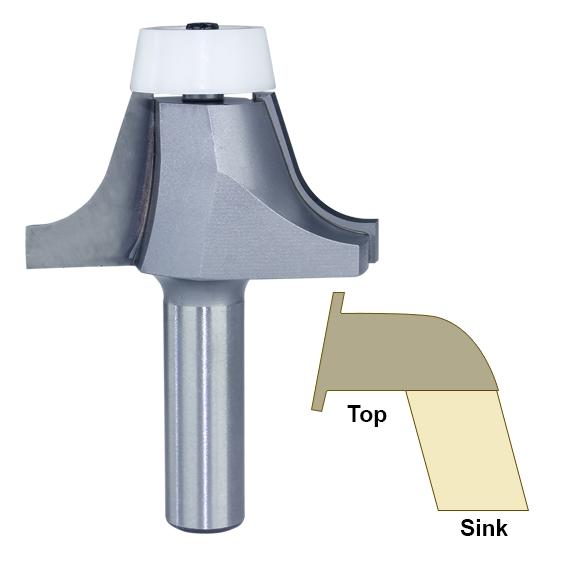 Router bit for rounding undermount edges on solid surfaces, included in tool accessories and power tool accessories collections